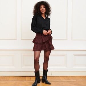 loafty manner Hanna Zebra Print Mini skirt Women size M burgundy and black